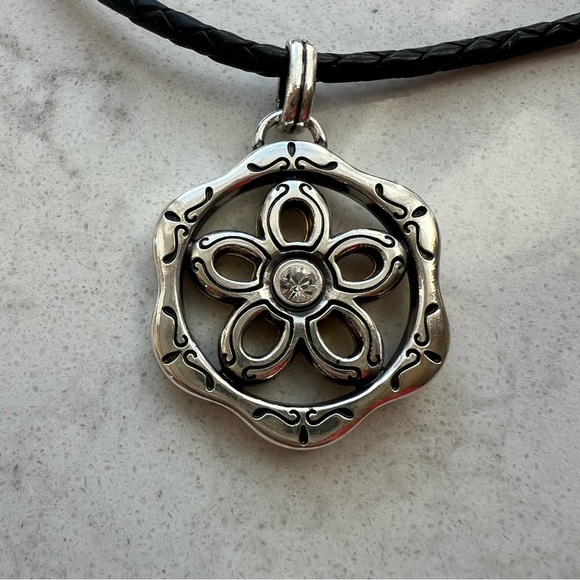 Brighton Gold Silver Flower Crystal Cord Necklace - Picture 3 of 7